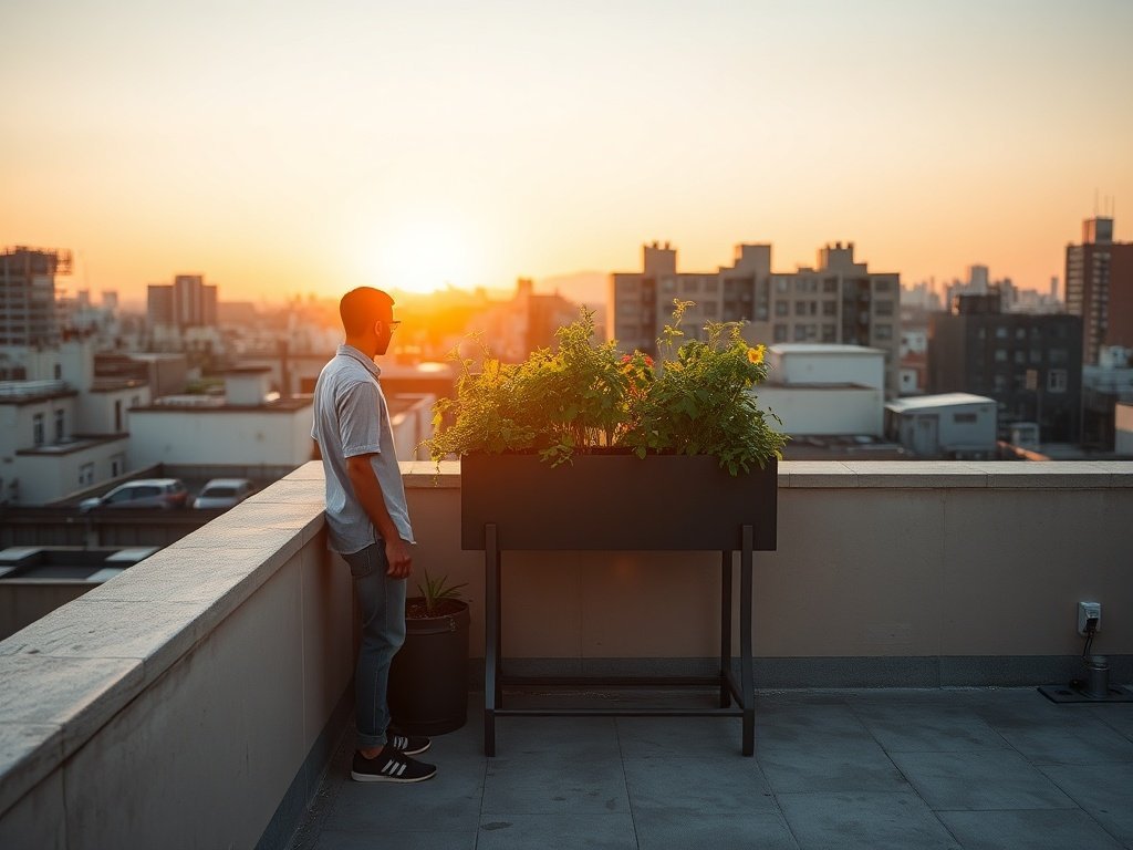 Turn a cramped rooftop into a low-maintenance sky garden with one 48-inch self-watering elevated bed