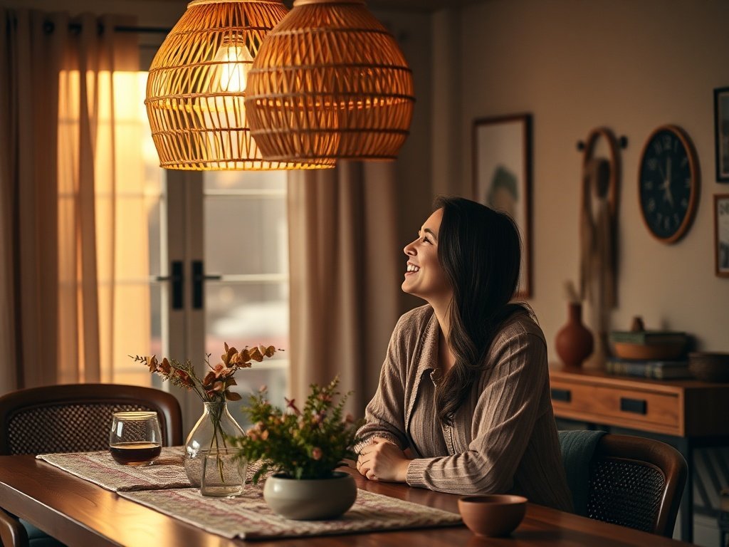 How a $39.99 5-light rattan chandelier can make a plain room feel warm, finished, and Boho-Mexican in one afternoon