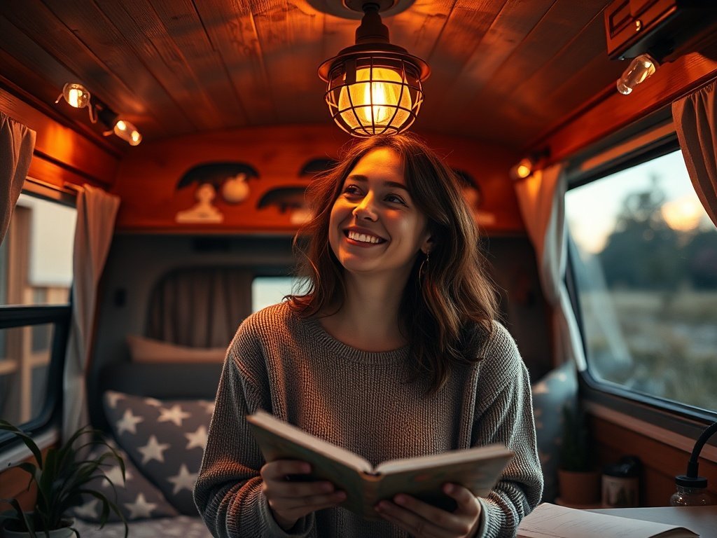 How one $39.99 vintage ceiling light can make your RV feel like a cozy artist’s retreat