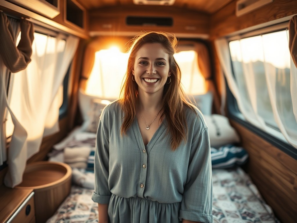 Turn a plain camper van into a coastal retreat in 1 bedding swap