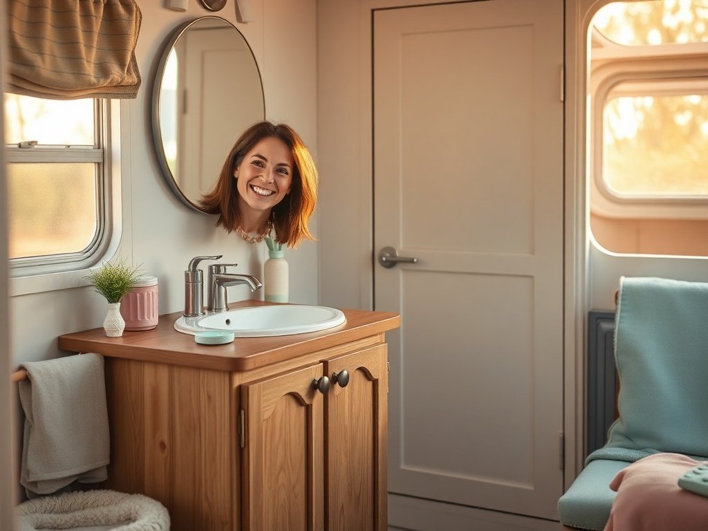 5 reasons a 16-inch camper vanity can make a cramped retro pastel bath feel finished