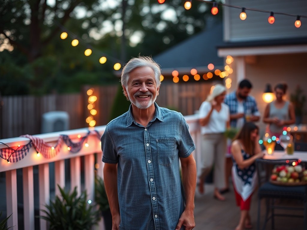 Turn a plain July 4th setup into a finished backyard moment with one 21-foot red, white, and blue light strand