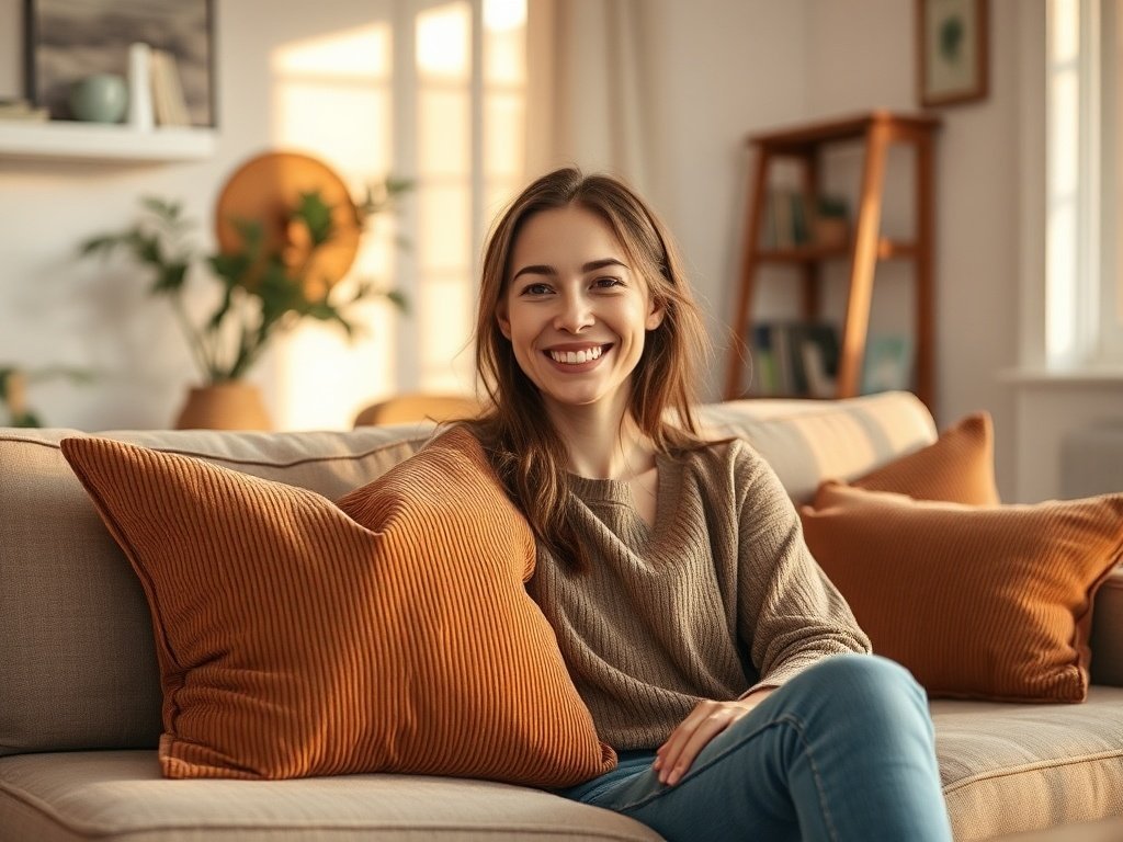 How a $19.99 set of 4 corduroy pillow covers can make a tiny living room look warmer, styled, and finished in minutes