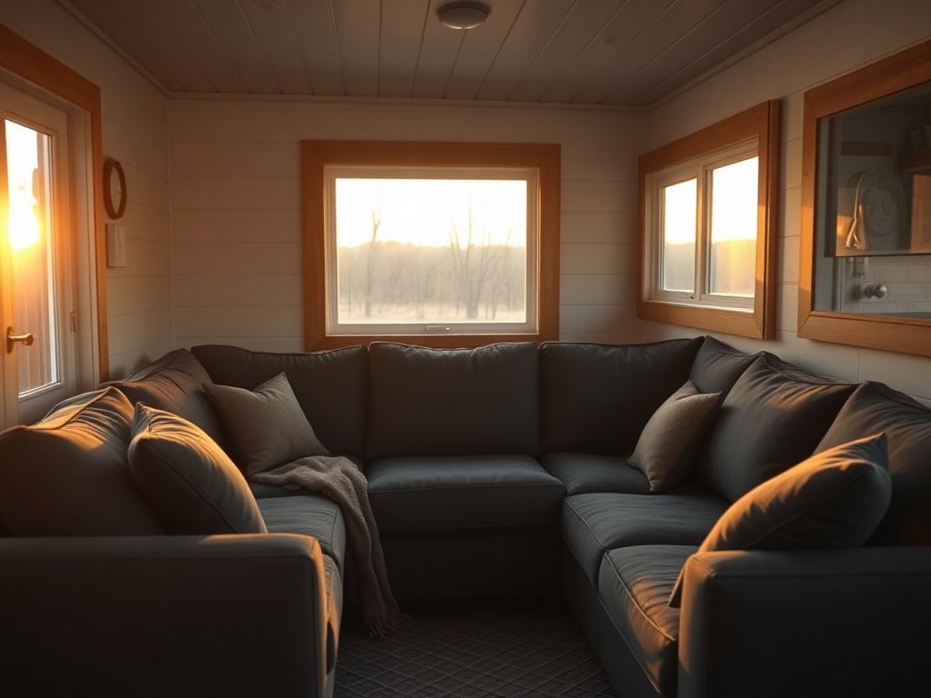 How a Tiny House Sectional Turns One 10×12 Living Room Into a Lounge by Day and Guest Bed by Night