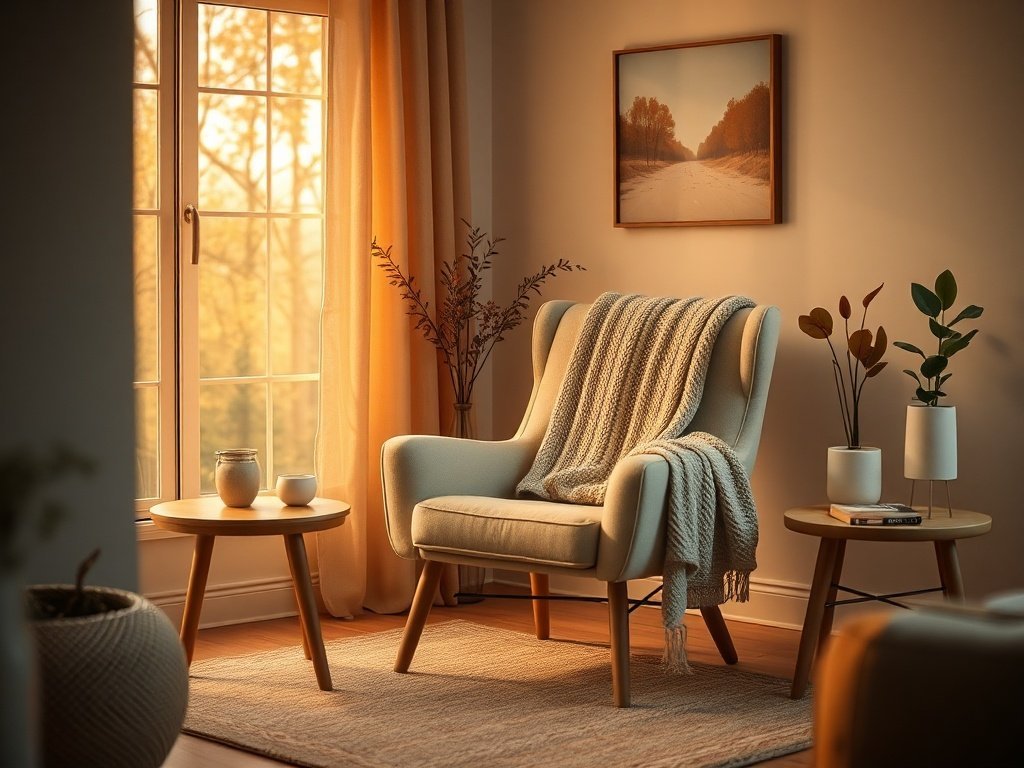 Turn one empty corner into a mid-century fall focal point with this $119.99 beige accent chair
