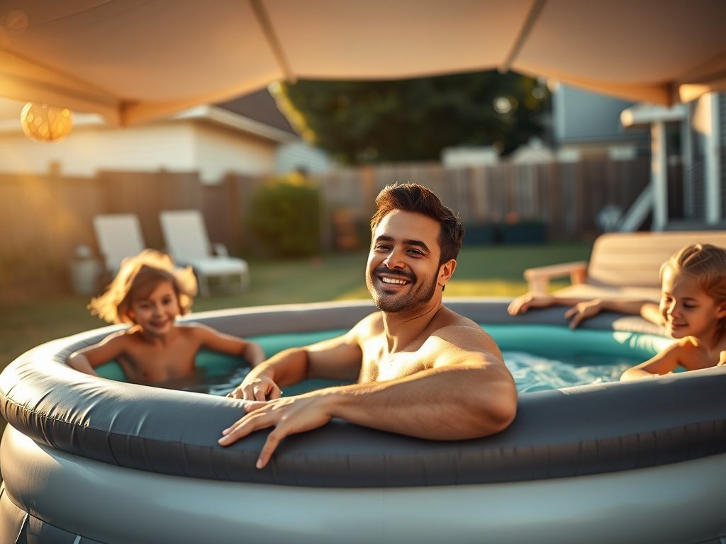 Turn a Hot Backyard Into a 3-in-1 Summer Hangout: Extra-Large Inflatable Pool With Canopy, Bench, and Backrest