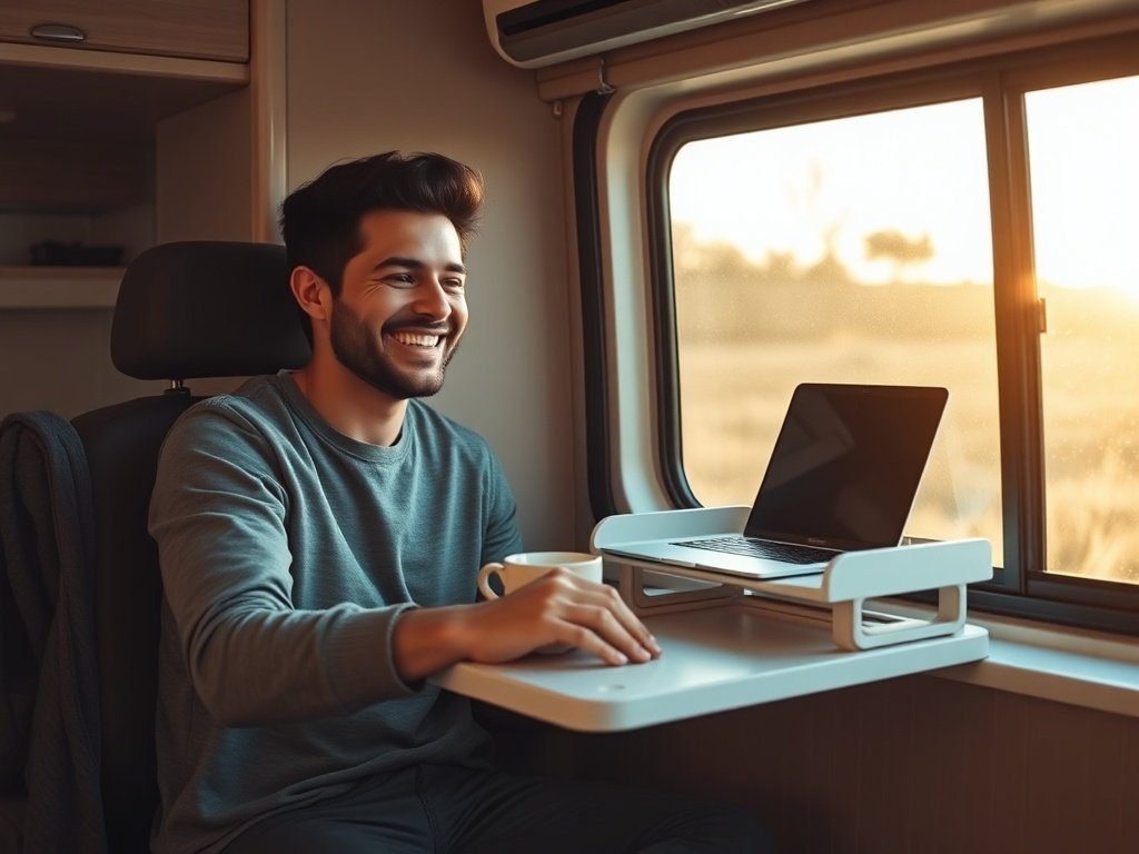 How a 31.5″ Fold-Down Wall Table Creates a Work-and-Dine Zone in a Tight RV in Minutes