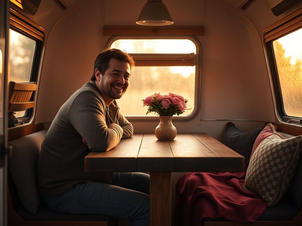 How a 62-inch Farmhouse Table Can Turn a Vintage Airstream Dining Nook Into a Warm, Guest-Ready Space