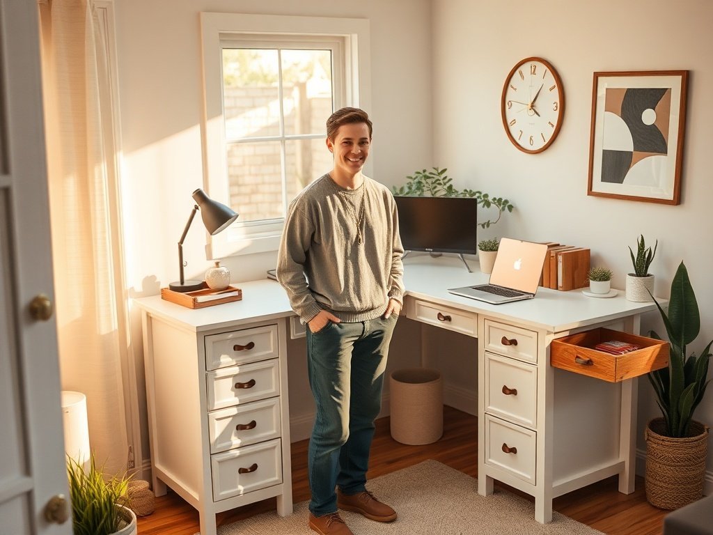 How a 67″ farmhouse L-shaped desk can turn one cluttered corner into a calmer, more productive home office