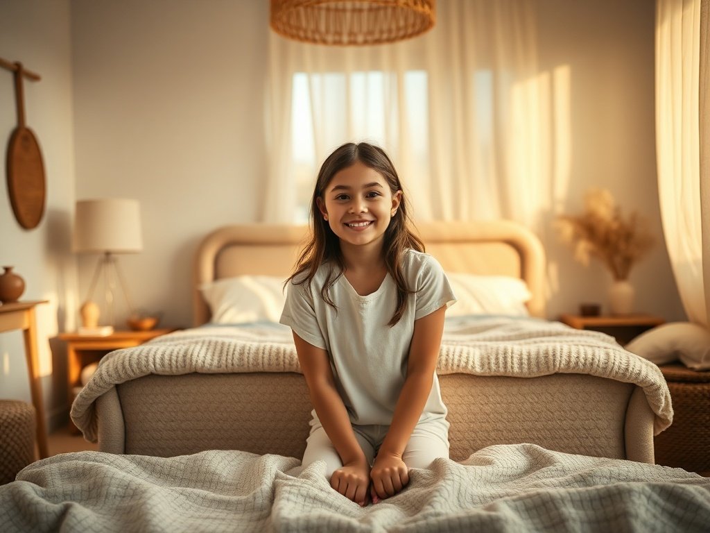 How one boucle queen bed frame can turn a teen bedroom into a soft boho retreat in one weekend