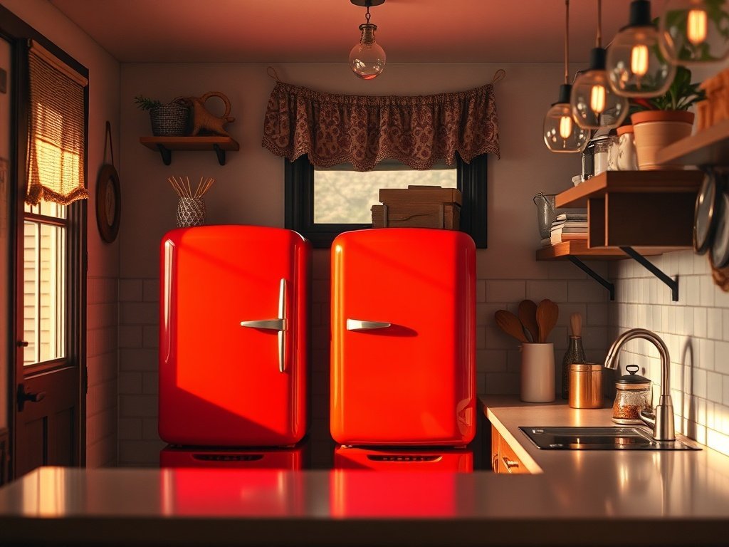 How a Retro Mini Fridge Can Make a Tiny Kitchen Look Finished in 1 Weekend