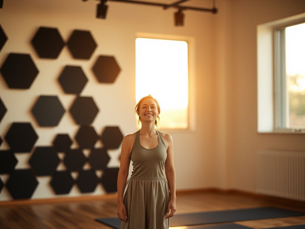 How to make a noisy yoga studio feel calmer and more premium with 18 hexagon acoustic panels