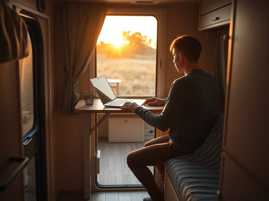 Turn one camper wall into a desk, dining spot, and prep surface in under a minute