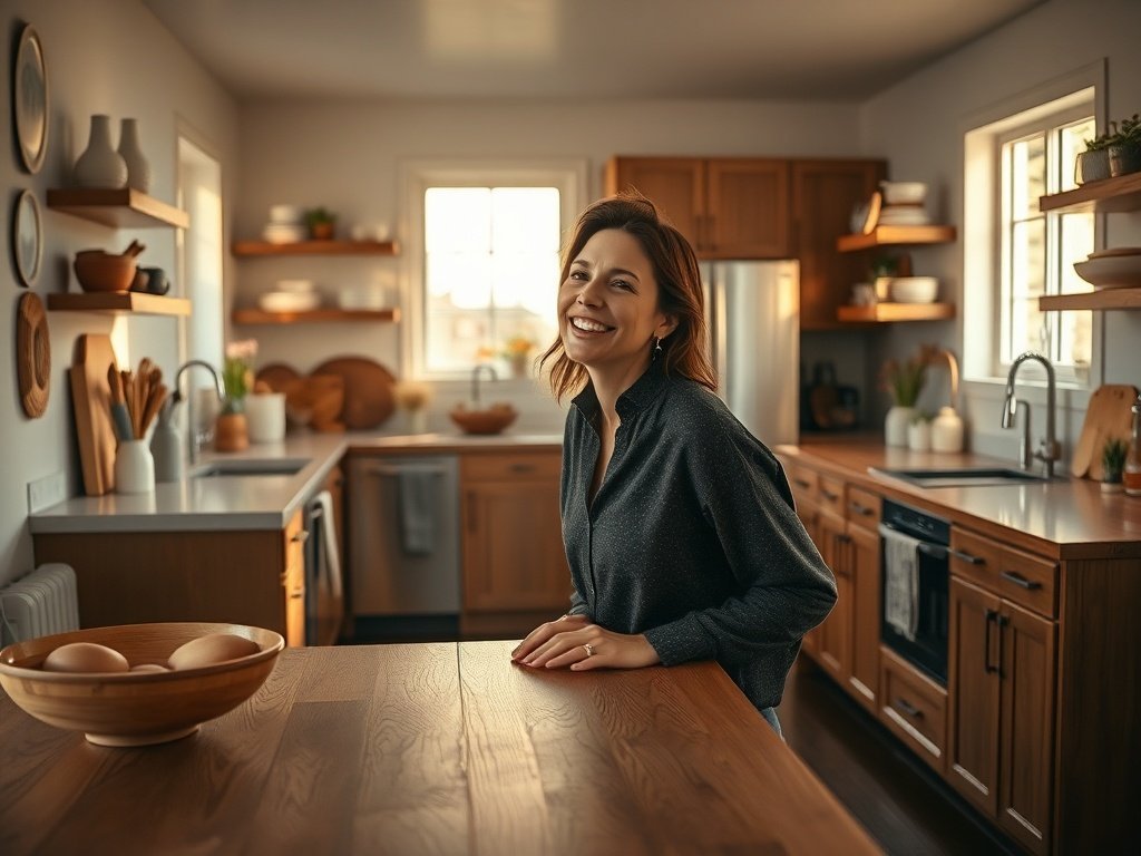 How to Turn a Cluttered Kitchen into a Mid-Century Showpiece with One 59-Inch Walnut Island