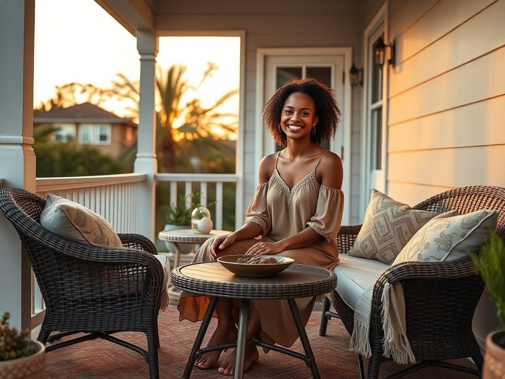 Turn a bare patio into a cozy 4-seat boho conversation corner with one affordable wicker set