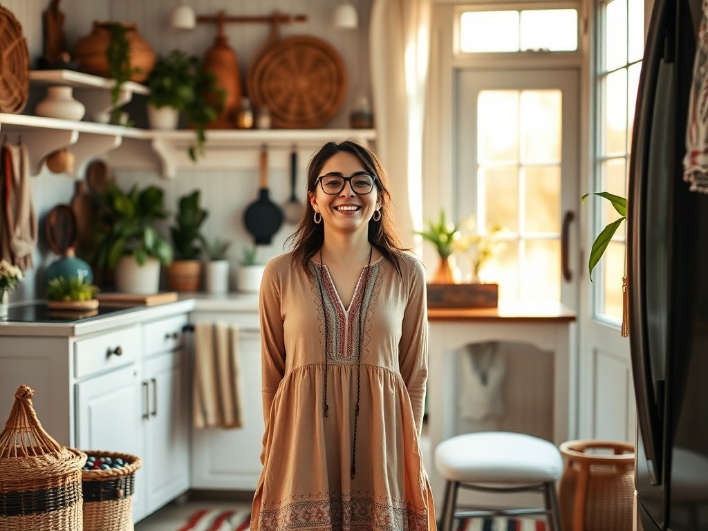 From cluttered corner to boho kitchen anchor: how a 47” rolling island adds storage, prep space, and style to a tiny house