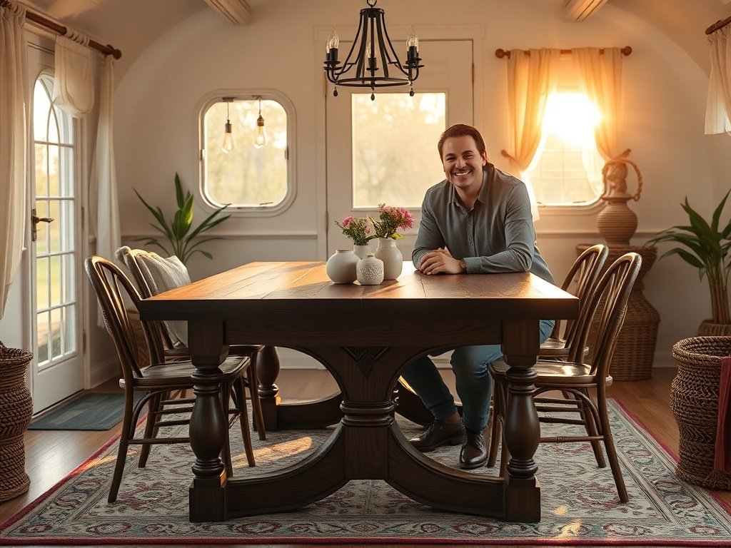 How a 74.8-inch vintage farmhouse dining table can make your Airstream-inspired space feel finished in one move