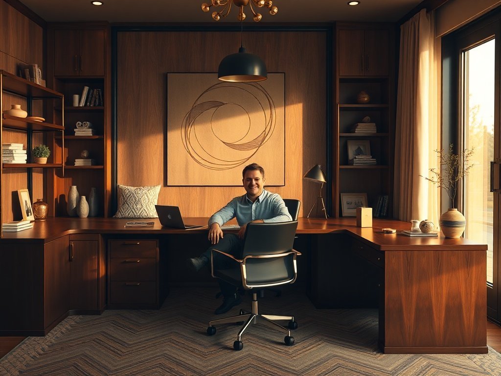 How to Turn a Cluttered Home Office Into an Art Deco Statement Space With One 79-Inch Executive Desk