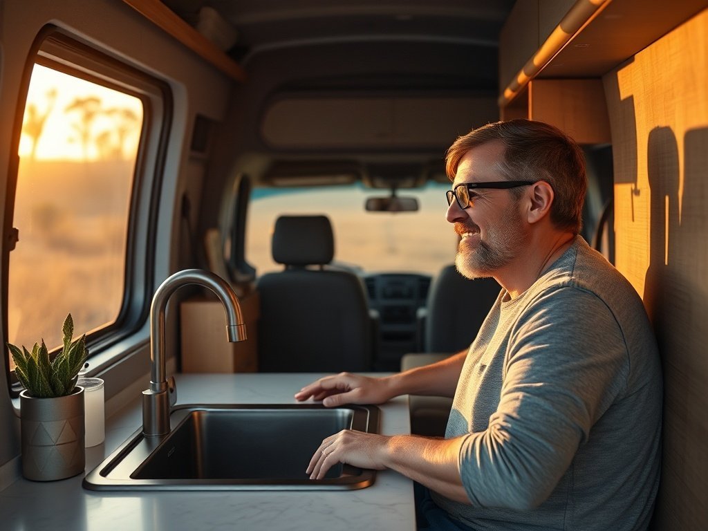 How a 13×15 Dark Grey Undermount Sink Can Make a Tiny Van Kitchen Feel 2x Cleaner and More Finished
