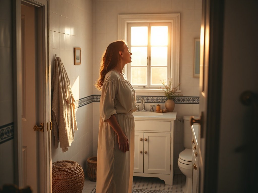 A 30-inch vanity that turns a cramped bathroom into a calm Moroccan-Scandinavian retreat
