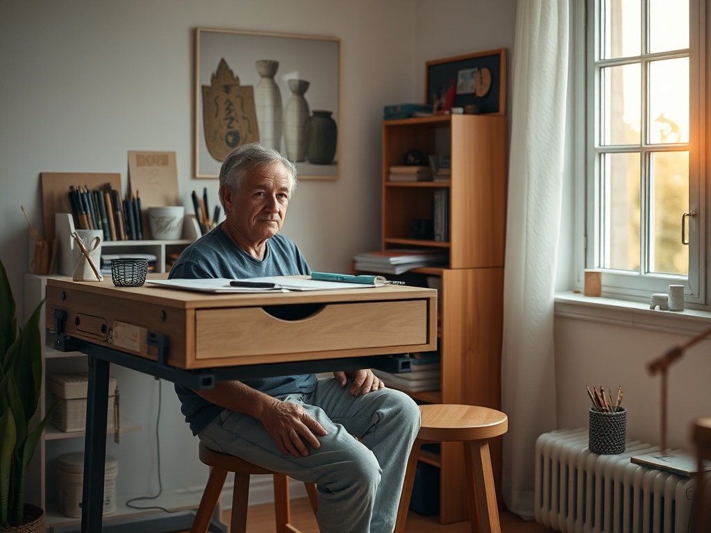 Turn a cramped corner into a real creative station with one adjustable setup that includes storage, a stool, and a better way to work