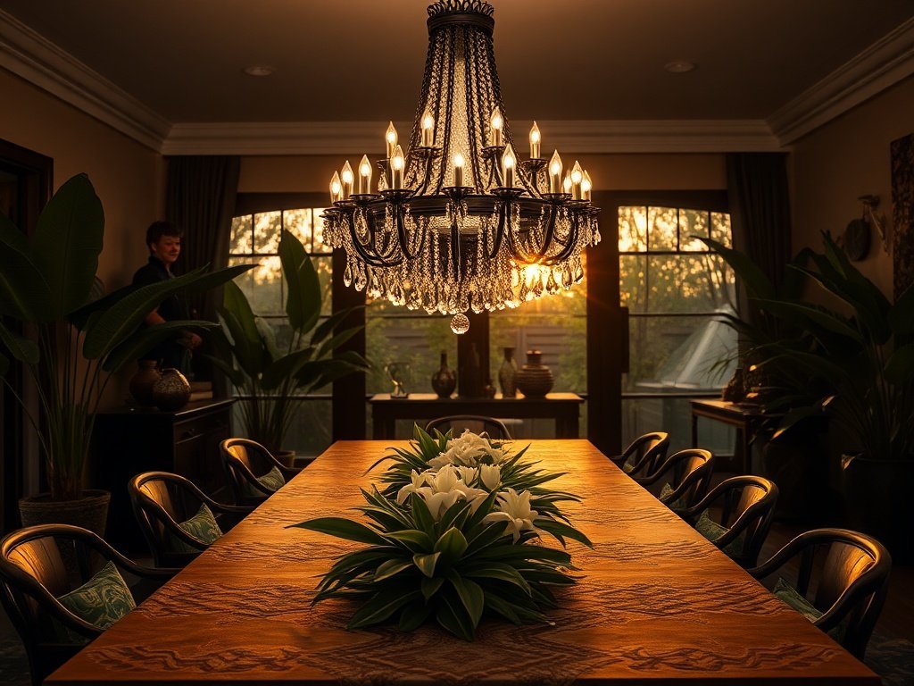 How One 40-Inch Black Crystal Chandelier Can Turn a Plain Dining Room into Paradise Noir