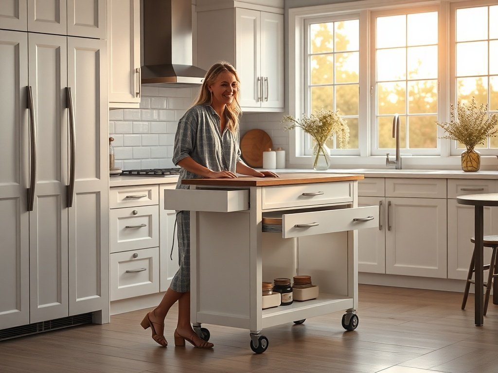 How a $219.99 rolling kitchen island turns a cramped prep area into a more organized, high-end workspace