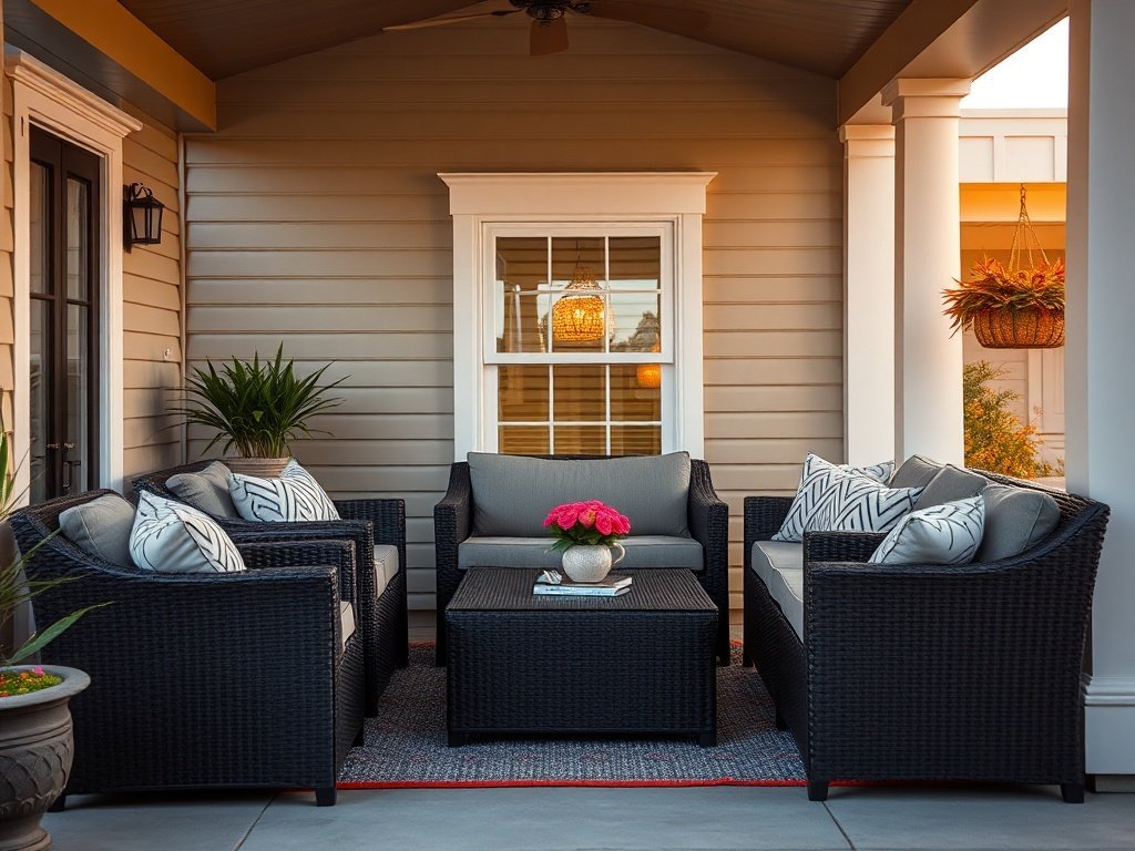 Turn a plain front porch into a resort-style welcome zone with one 7-piece modular sectional that handles weather, guests, and everyday lounging