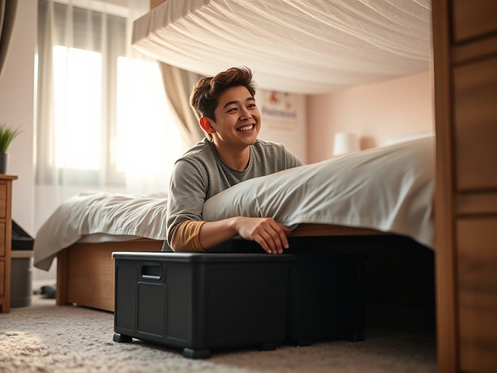 Turn 12 inches of dead space under your bed into rolling storage that clears floor clutter fast