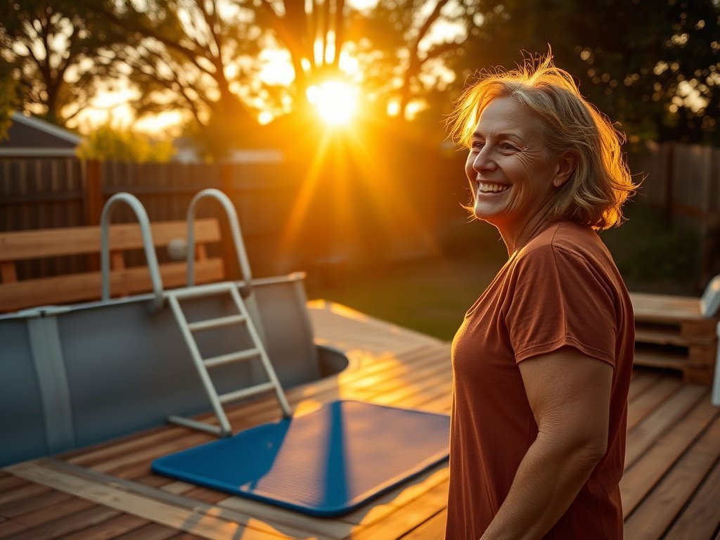 How a $9.99 Pool Ladder Mat Can Make Your Above-Ground Pool Deck Look Finished, Feel Safer, and Protect Your Liner