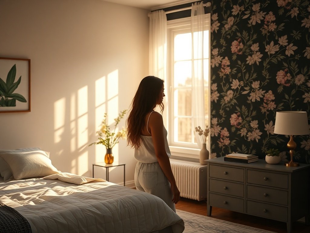 How one dark floral accent wall can make a tired room feel finished in a single weekend