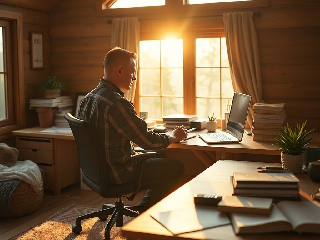 From Cabin Clutter to Command Center: How a Rustic L-Desk Creates a Real Work Zone in a Small Mountain Office