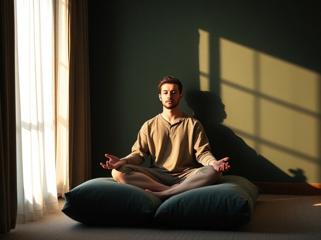 Turn an ordinary corner into a calm meditation zone with a 2-piece memory foam floor-pillow set