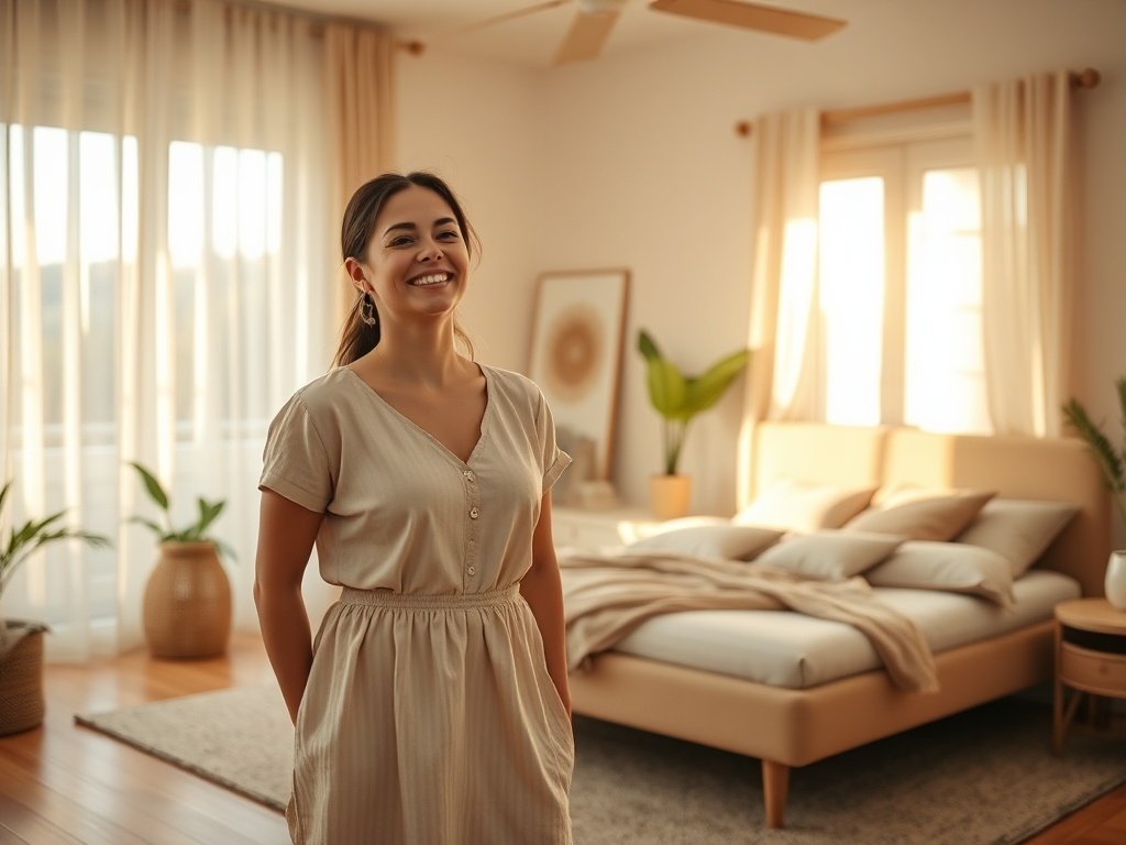 How a beige platform bed frame can make a cramped bedroom look finished in one weekend
