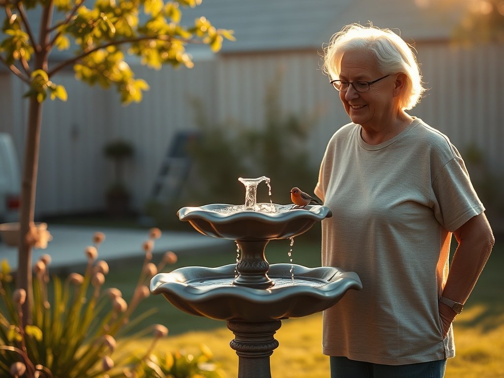 Turn a Plain Bird Bath into a Calmer, More Alive Water Feature with a $17 Solar Pump