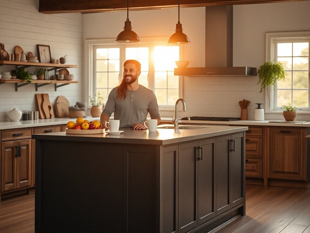 55″ Rustic-Modern Kitchen Island: Add 1 Prep Zone, 3 Storage Shelves, and a Social Centerpiece Without a Full Remodel