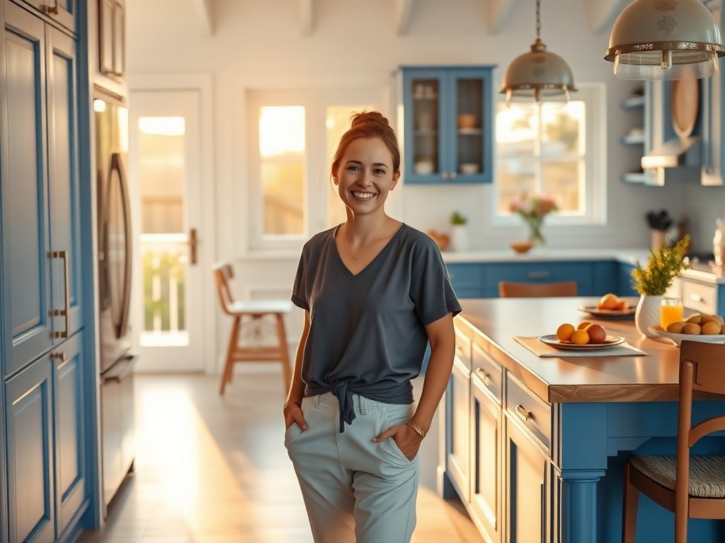 How a Blue Extendable Kitchen Island Can Add Storage, Seating, and Power to a Crowded Kitchen—Without a Full Remodel