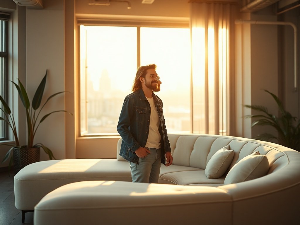How a Cream Velvet Curved Sofa Can Turn a Cold Loft Into a Warmer, More Editorial City Retreat