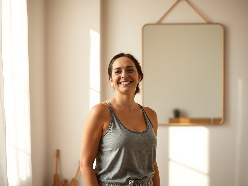 Turn a cramped yoga corner into a studio-worthy space with one wall mirror that makes the room feel bigger in minutes