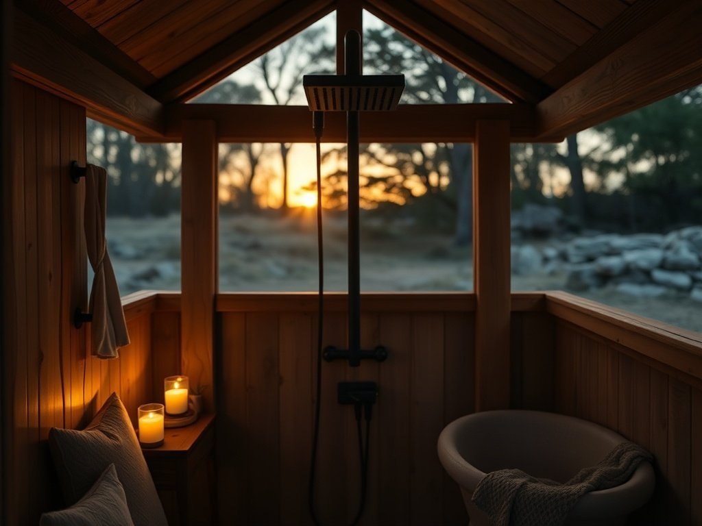 Upgrade a Basic Bathhouse Into a Luxury Glamping Signature With One Matte Black Outdoor Shower Set