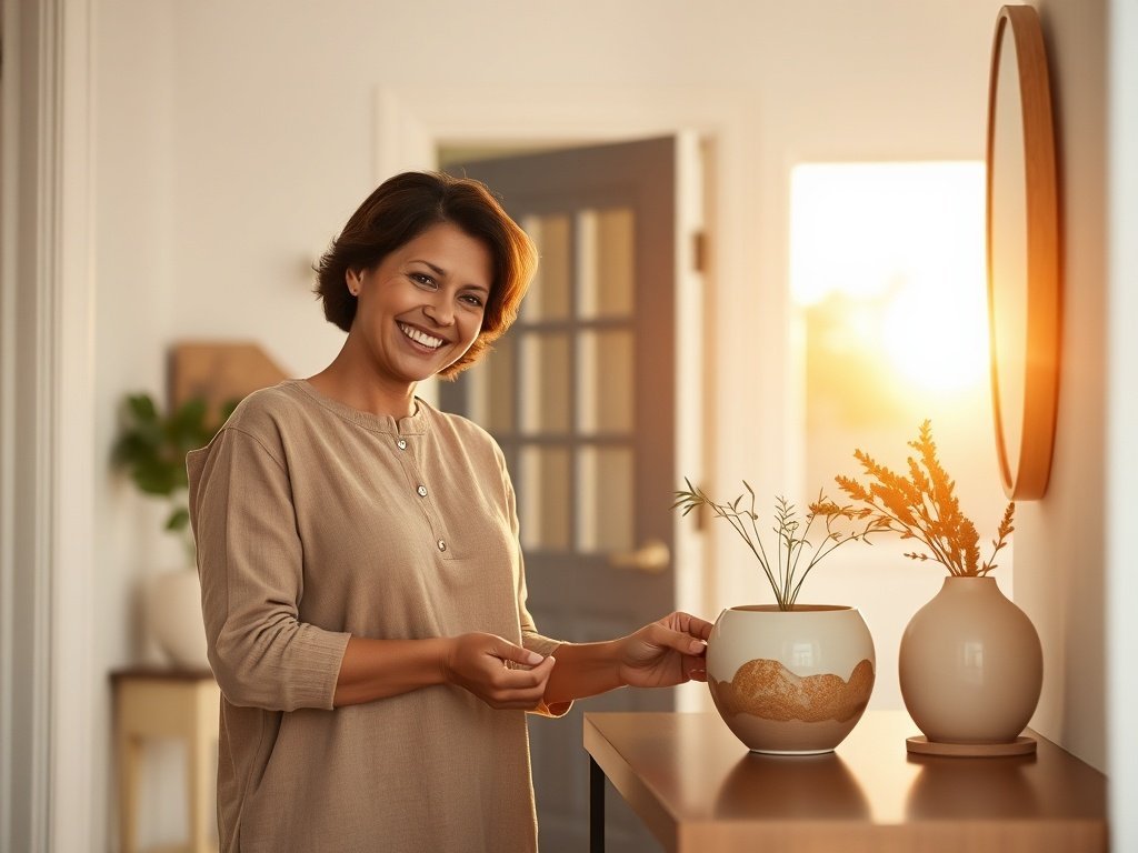 Turn a dull corner into a styled focal point with one 12-inch ceramic planter