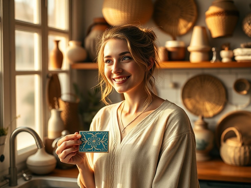 How a $7.99 Blue Moroccan Tile Can Make Your Boho Kitchen Look Curated in Minutes