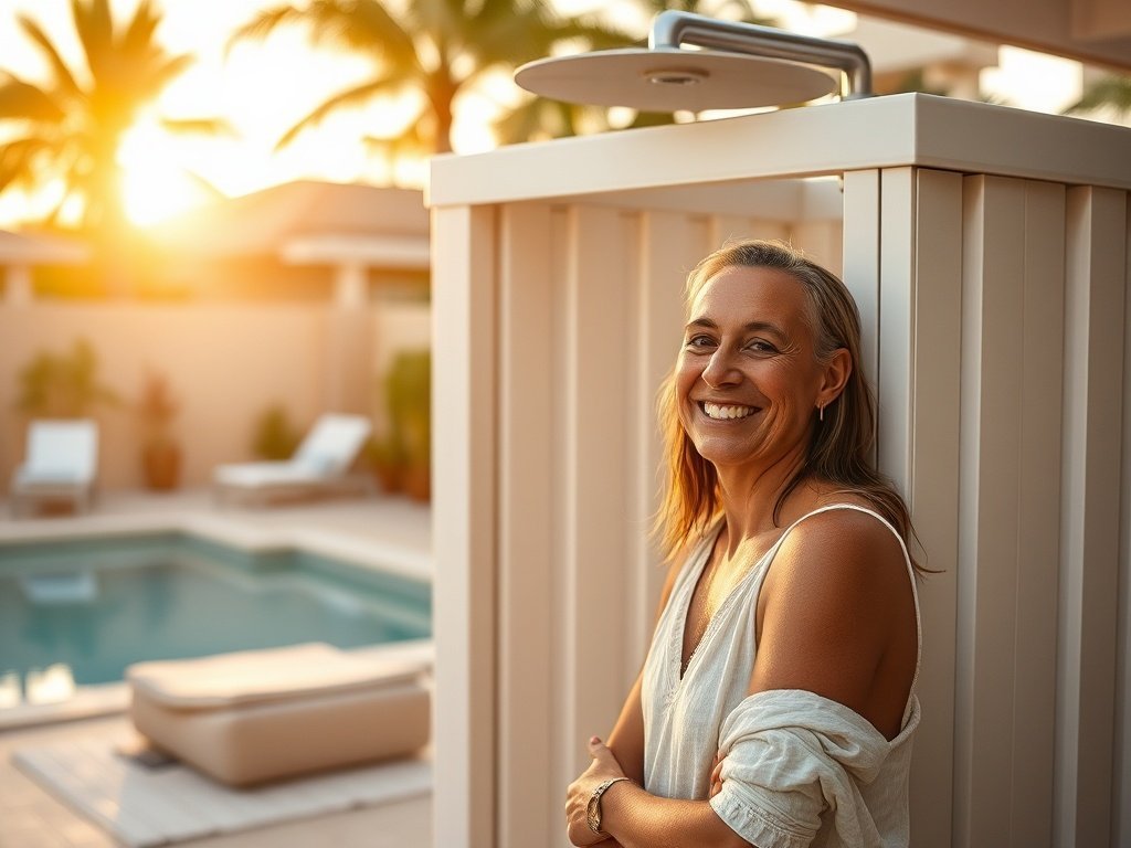 Zippity Hampton Shower Enclosure Review: a private, finished outdoor shower setup for pools, beach houses, and guest-ready backyards