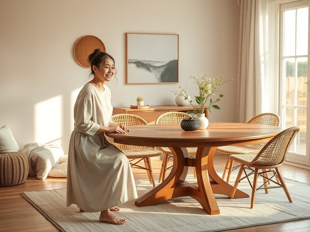 From cramped dinners to 10-guest hosting: how one 43-95 inch extendable oak table reshapes a Japandi-coastal dining room