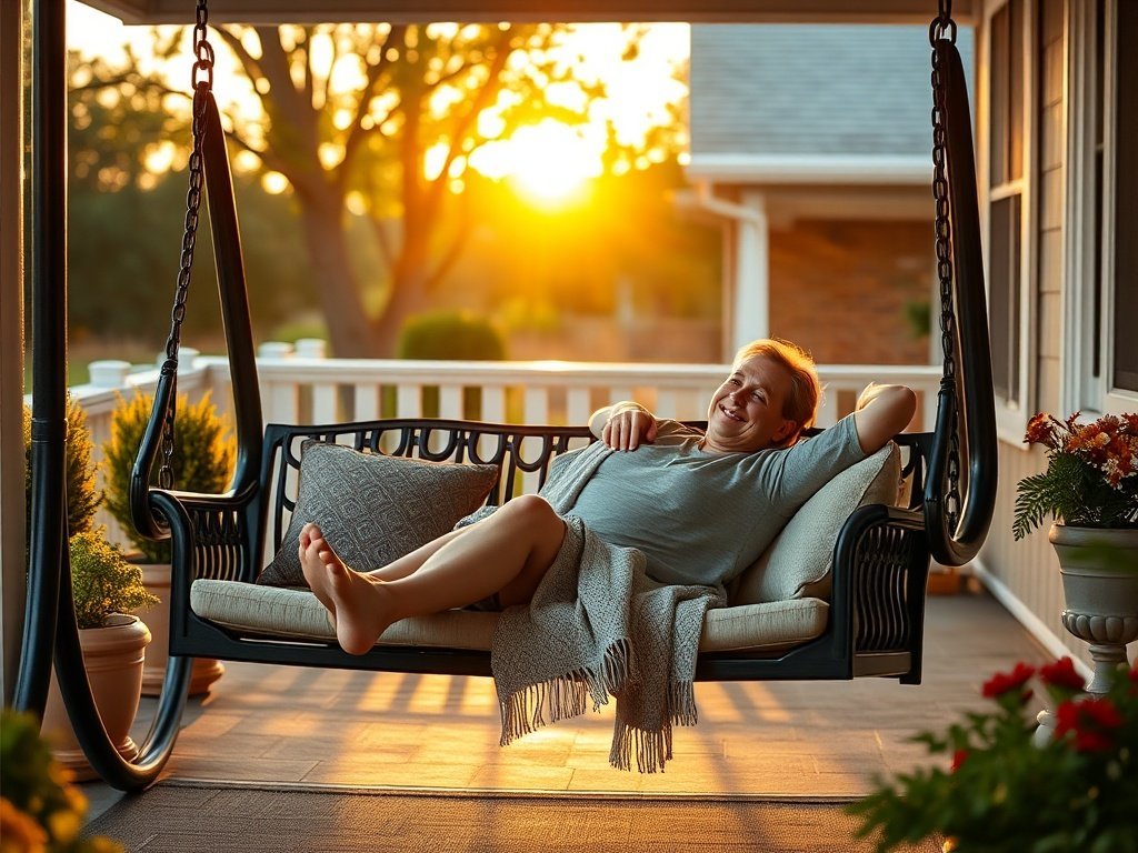 How a $79.99 3-seat porch swing turns a plain front porch into a place people actually want to sit