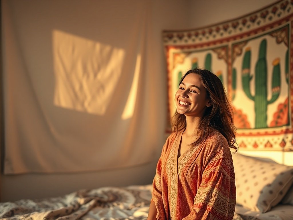 How an $8.99 cactus tapestry can make a tiny bedroom feel warm, finished, and boho in minutes