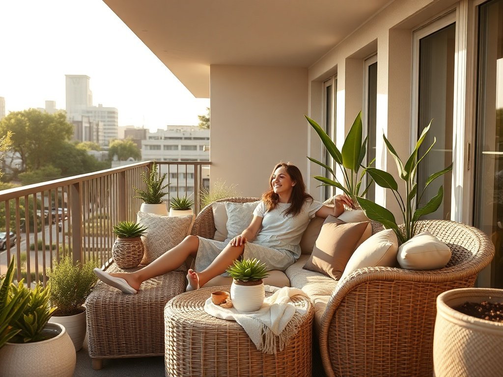 From cramped balcony to boho lounge in one 7-piece modular wicker set