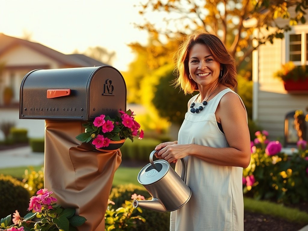 Mailbox curb appeal in 10 minutes: how a planter wrap makes a plain post look designer-finished