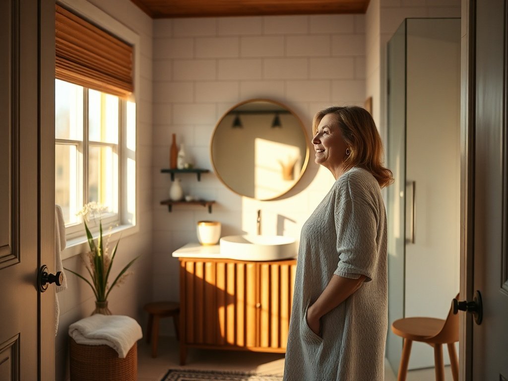 From cluttered to calm in one upgrade: how a 30″ fluted walnut vanity creates a mid-century bathroom reset