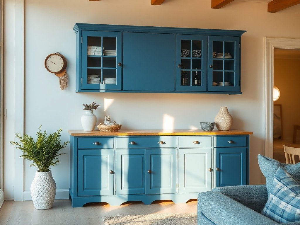 55-inch blue sideboard buffet cabinet: how one storage piece can make a kitchen or living room feel finished